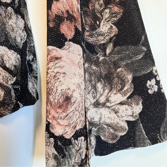 Venus Floral Metallic Caged Halter Top Bell Sleeves Black Gold Size Medium - Picture 7 of 15